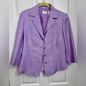 Lavender linen blend shirt jacket with 3/4 sleeves .(J1)